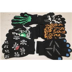6 PACK OF GLOW IN THE DARK GLOVES