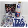 Image 1 : SET OF 3 OILER ITEMS /HOCKEY CARDS/PIGGY BANK/FLAG