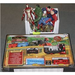 BATTERY OPERATED TRAIN SET WITH HERO FIGURINES