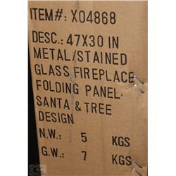 NEW IN BOX STAINED GLASS FIREPLACE SCREEN