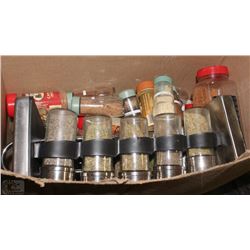 #10)ASSORTED JARS AND TINS OF SPICES INCL SPICE