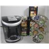 Image 1 : BOX OF KEURIG COFFEE MACHINE, PODS AND POD STAND