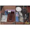 Image 1 : 2 BOXES WITH SEWING KIT, IRON, SHOE SHINE KIT AND