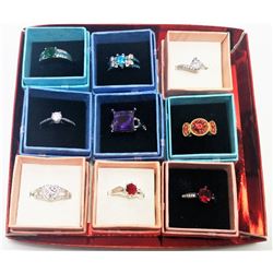 LOT OF 9 LADIES FASHION RINGS