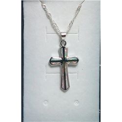 WHITE FIRE OPAL CROSS & CHAIN
