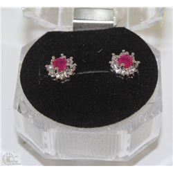 #48-NATURALD RED RUBY &CZ .925 SOLID SILVER