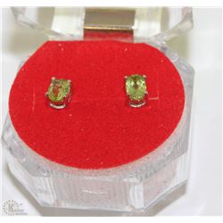 #49-NATURALD PERIDOT .925 SOLID SILVER EARRINGS