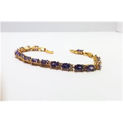 GOLD TONE SWAROVSKI CRYSTAL TENNIS BRACELET