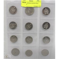 PAGE OF 12 US & CANADA HALF DOLLARS