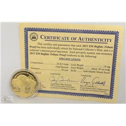 2015 $50.00 BUFFALO TRIBUTE PROOF WITH COA