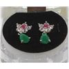 Image 1 : #44-GREEN EMERALD,RUBY&CZ .925 SOLID SILVER