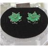 Image 1 : #42-GREEN EMERALD .925 SOLID SILVER EARRINGS