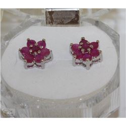 #47-NATURALD RED RUBY .925 SOLID SILVER EARRINGS