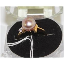#61-FRESH WATER PEARL &CZ .925 SOLID SILVER RING