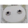 Image 1 : #52-BLUE SAPPHIRE &CZ .925 SOLID SILVER EARRINGS