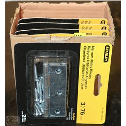 CASE OF 5 STANLEY NARROW UTILITY HINGES 3" / 76MM