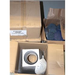 LOT OF THREE 12"X12"X6" FLOOR SINKS WITH BOX OF