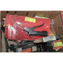 FLAT OF STORE RETURN ITEMS INCL GLUE GUN, SNIPS,
