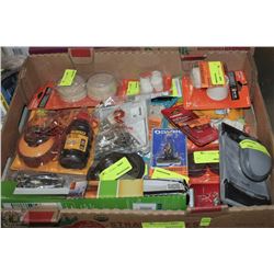 FLAT OF STORE RETURN ITEMS INCL LIGHT, LEG TIPS,