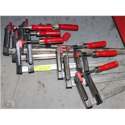 LOT OF 8 PIONEER F CLAMPS, 2 SIZES