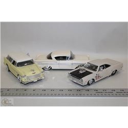 3 COLLECTIBLE DIE CAST CARS 1955 BEL AIRE. CHEVY