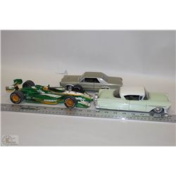 3 COLLECTIBLE DIE CAST CARS DRAGSTER, 58 CHEVY
