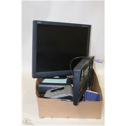 LOT WITH MONITOR, KEYBOARD, EXTERNAL HARD DRIVE, &