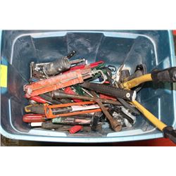 TOTE OF ASSORTED POWER TOOLS WITH CORDS