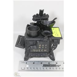 CAST IRON MINI STOVE WITH POTS ETC