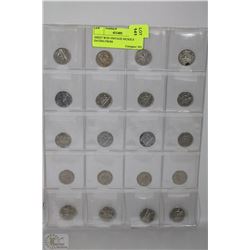SHEET W/20 VINTAGE NICKELS DATING FROM