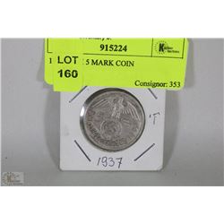 1937 NAZI 5 MARK COIN