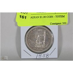 1958 CANADIAN $1.00 COIN - TOTEM