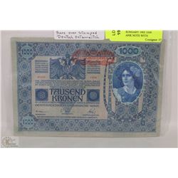 AUSTRIA-HUNGARY 1902 1000 KRONER BANK NOTE WITH