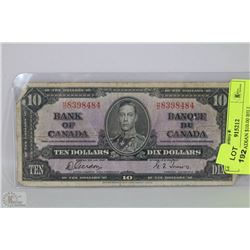 1937 CANADIAN $10.00 BILL