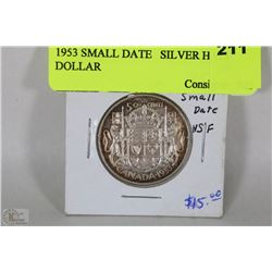 1953 SMALL DATE   SILVER HALF DOLLAR
