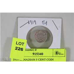 1919 CANADIAN 5 CENT COIN