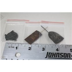 LOT OF THREE NAZI GERMAN PINS - UNATHENTICATED