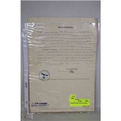 GERMAN WWII NAZI DOCUMENT