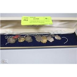VINTAGE CHARM BRACELET WITH SILVER AND GOLD CHARMS