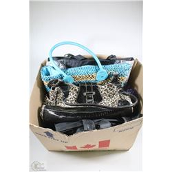 BOX FULL OF PURSES - LEATHER & FABRIC