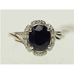 #1-STERLING SILVER ENHANCED SAPPHIRE & CZ RING
