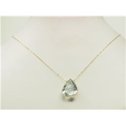 #3-14K GOLD AQUAMARINE PENDANT NECKLACE