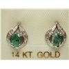 Image 1 : #5-14K WHITE GOLD EMERALD& DIAMOND EARRINGS