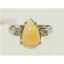 #7-14K YELLOW GOLD OPAL & DIAMOND RING SIZE 7