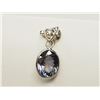 Image 1 : #8-14K WHITE GOLD TANZANITE& DIAMOND PENDANT