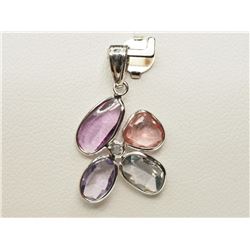#12-14K WHITE GOLD SAPPHIRE& DIAMOND PENDANT