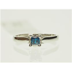 #13-14K GOLD BLUE DIAMOND & WHITE DIAMOND RING
