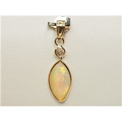 #14-14K YELLOW GOLD OPAL & DIAMOND PENDANT