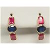 Image 1 : #21-14K YELLOW GOLD RUBY & SAPPHIRE EARRINGS