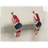 Image 2 : #21-14K YELLOW GOLD RUBY & SAPPHIRE EARRINGS